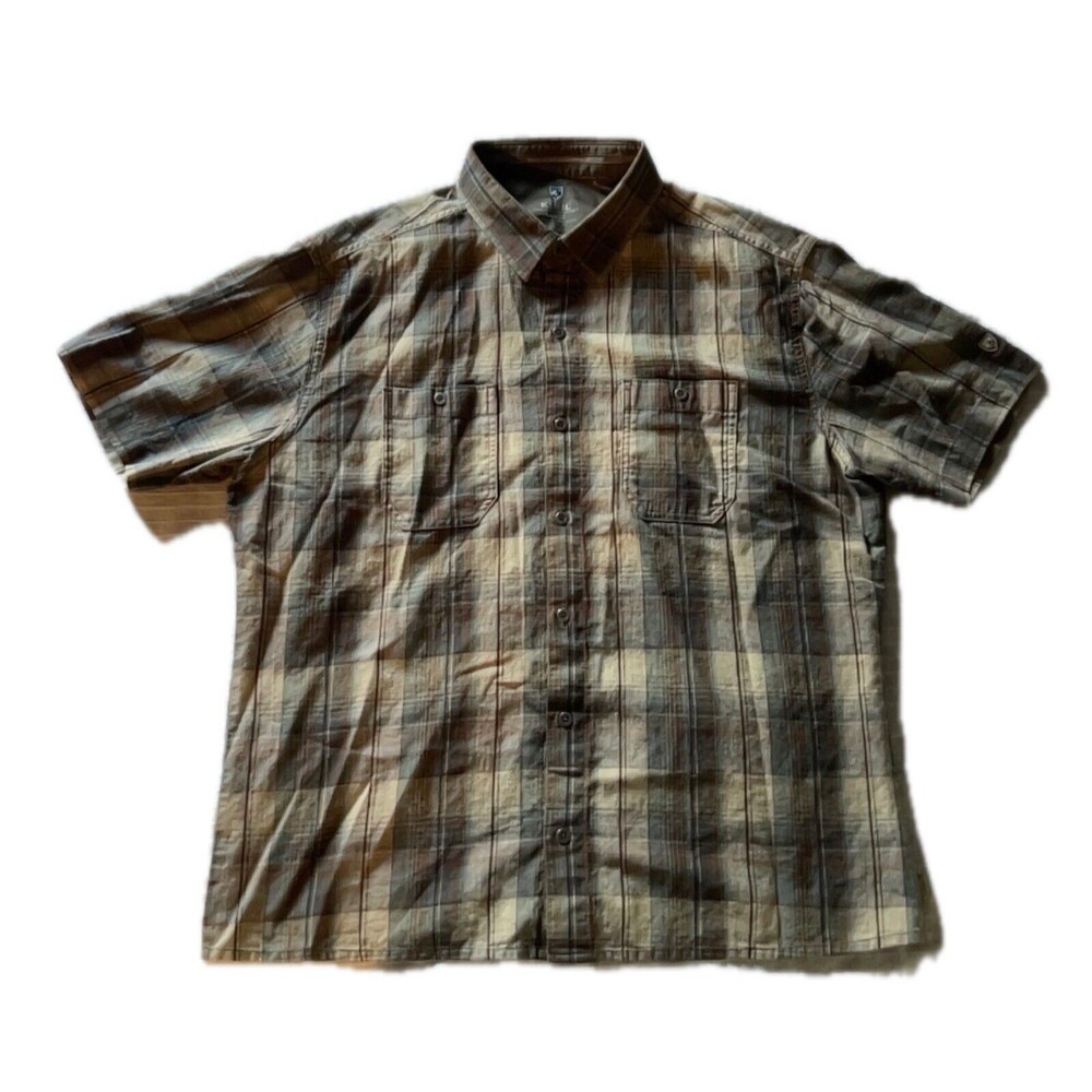 Kuhl Skorpio Men’s Button Down Short Sleeve Shirt - Large - Linen Cotton Blend